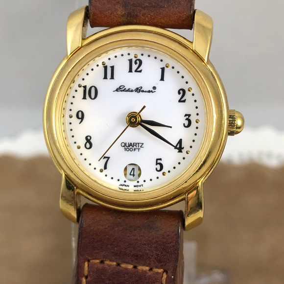 Vintage Gold Tone  Eddie Bauer Date Watch Brown main image 5
